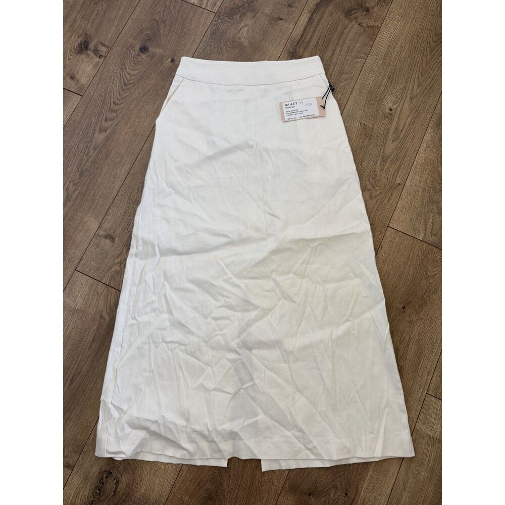 BIALEY 44 S Anthropologie cream NWT Mira linen straight midi skirt minimal